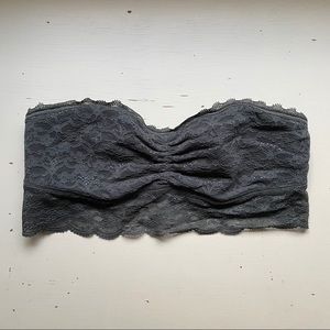 Aerie Dark Gray Lace Bandeau Bralette S